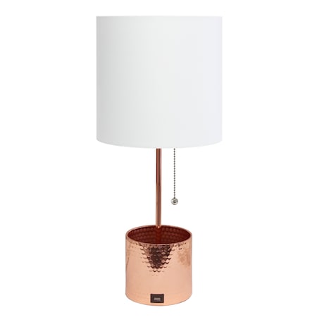 Simple Designs Organizer Lamp With USB Charging Port, Rose Gold